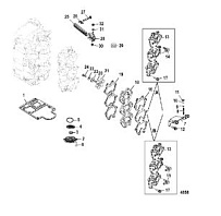 Впускной коллектор и резонатор 2-Х ТАКТНОГО ПЛМ MERCURY 55 Серийный номер от 0T980000 и выше