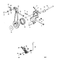 Рычаг газа и рычажный механизм 2-Х ТАКТНОГО ПЛМ MERCURY 55 Серийный номер от 0T980000 и выше